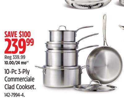 Lagostina 10-Pc 3-Ply Commerciale Clad Cookset.