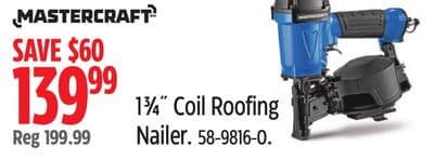 Mastercraft 13⁄4˝ Coil Roofing Nailer