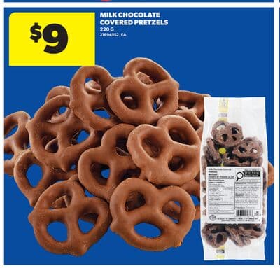 MILK CHOCOLATE COVERED PRETZELS, 220 G