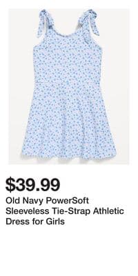Old Navy PowerSoft Sleeveless Tie-Strap Athletic Dress for Girls