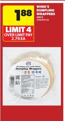 WING'S DUMPLING WRAPPERS, 400 G