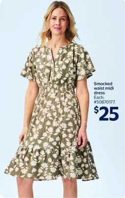 Smoked Waist Midi Dress