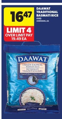 DAAWAT TRADITIONAL BASMATI RICE, 4 KG