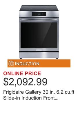 Frigidaire Gallery 30 in. 6.2 cu.ft Slide-in Induction Front Control Range with Air fryer and Total Convection