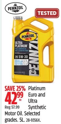 Pennzoil Platinum Euro and Ultra Synthetic Motor Oil