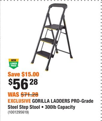 EXCLUSIVE GORILLA LADDERS PRO-Grade Steel Step Stool • 300lb Capacity