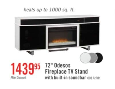 Odesos 72" Modern Electric Fireplace TV Stand with Storage and Cable Management for TVs up to 80"- White
