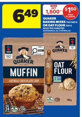 QUAKER BAKING MIXES, 750/900 G OR OAT FLOUR, 700 G