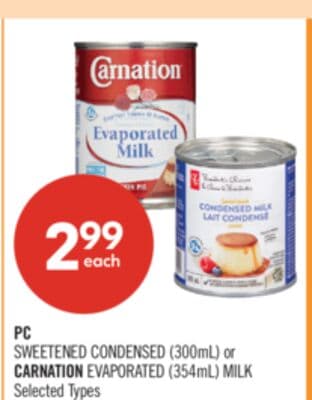 PC SWEETENED CONDENSED (300mL) or CARNATION EVAPORATED (354mL) MILK