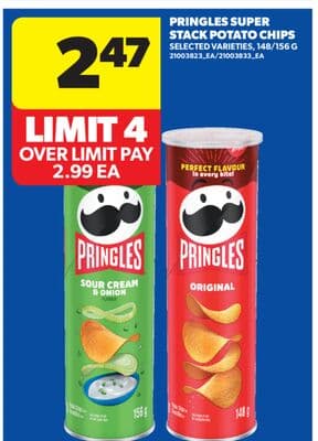 PRINGLES SUPER STACK POTATO CHIPS, 148/156 G