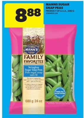 MANNS SUGAR SNAP PEAS, 680 G