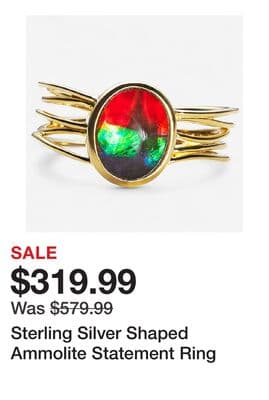 Sterling Silver Shaped Ammolite Statement Ring