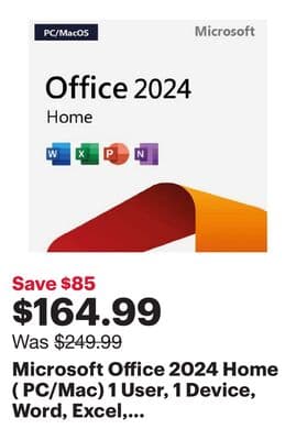 Microsoft Office 2024 Home ( PC/Mac) 1 User, 1 Device, Word, Excel, PowerPoint - One Time Purchase - All Languages - Digital Download