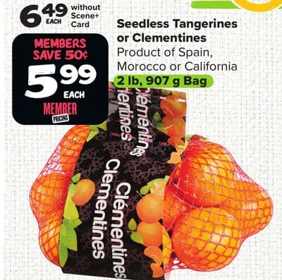 Seedless Tangerines or Clementines