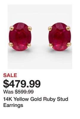 14K Yellow Gold Ruby Stud Earrings