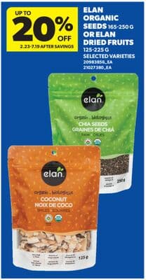 ELAN ORGANIC SEEDS, 165-250 G OR ELAN DRIED FRUITS, 125-225 G