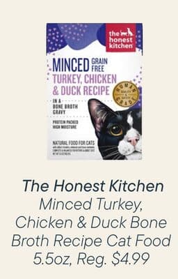 The Honest Kitchen Minced Turkey, Chicken & Duck Bone Broth Recipe Cat Food
