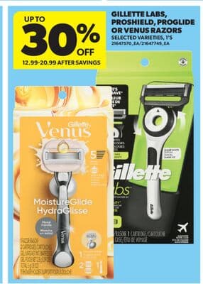 GILLETTE LABS, PROSHIELD, PROGLIDE OR VENUS RAZORS, 1' S