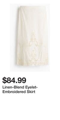 Linen-Blend Eyelet-Embroidered Skirt