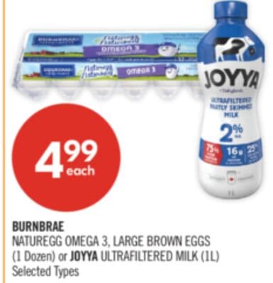 BURNBRAE NATUREGG OMEGA 3, LARGE BROWN EGGS (1 Dozen) or JOYYA ULTRAFILTERED MILK (1L)