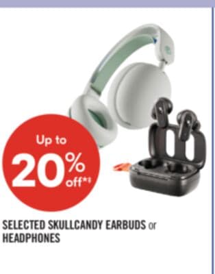SELECTED SKULLCANDY EARBUDS or HEADPHONES