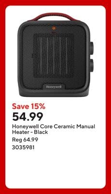 Honeywell Core Ceramic Manual Heater - Black