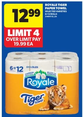 ROYALE TIGER PAPER TOWEL, 6 = 12 ROLLS