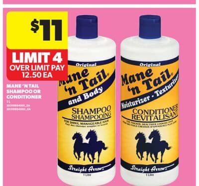 MANE'N TAIL SHAMPOO OR CONDITIONER, 1 L