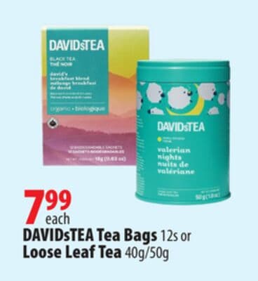DAVIDsTEA Tea Bags 12s or Loose Leaf Tea 40g/50g