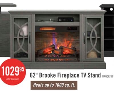 Brooke 62" Contemporary Electric Fireplace TV Stand with Storage & Cable Management for TVs up to 70"- Grey