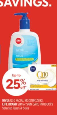 NIVEA Q10 FACIAL MOISTURIZERS, LIFE BRAND SUN or SKIN CARE PRODUCTS