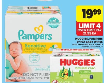 HUGGIES, PAMPERS 9/10X BABY WIPES, 504-600'S
