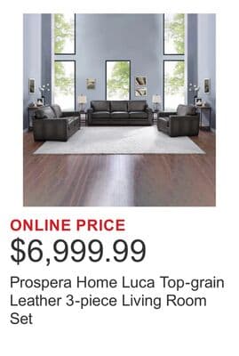 Prospera Home Luca Top-grain Leather 3-piece Living Room Set