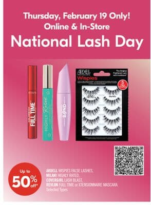 ARDELL WISPIES FALSE LASHES, MILANI HIGHLY RATED, COVERGIRL LASH BLAST, REVLON FULL TIME or XTENSIONNAIRE MASCARA