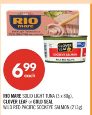 RIO MARE SOLID LIGHT TUNA (3 x 80g), WILD RED PACIFIC SOCKEYE SALMON (213g)