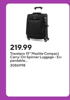 Travelpro 19" Maxlite Compact Carry-On Spinner Luggage - Expandable - Black
