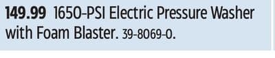 Simoniz 1650-PSI Electric Pressure Washer with Foam Blaster.