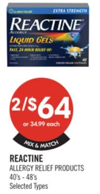 REACTINE ALLERGY RELIEF PRODUCTS