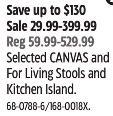 Selected CANVAS and For Living Stools and Kitchen Island