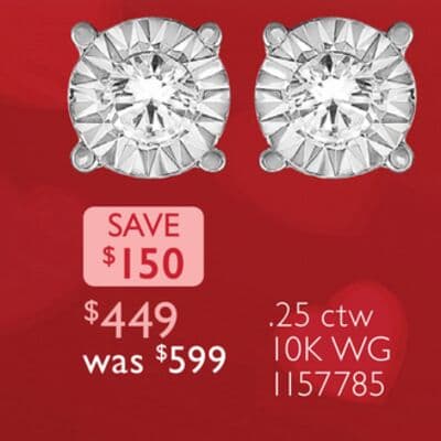 10K White Gold 0.25CTW Diamond Studs