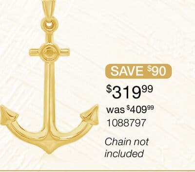 10K Yellow Gold Anchor Pendant