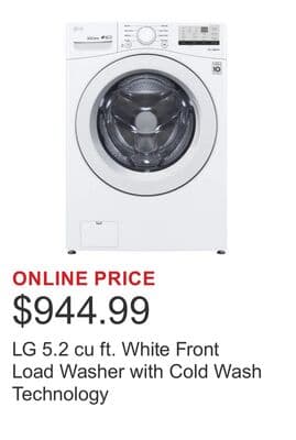LG 5.2 cu ft. White Front Load Washer with Cold Wash Technology