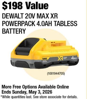 DeWalt 20V max xr powerpack 4.0ah tables battery