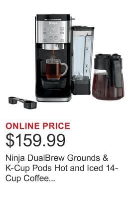 Ninja DualBrew Grounds & K-Cup Pods Hot and Iced 14-Cup Coffee Maker with Rapid Cold Brew