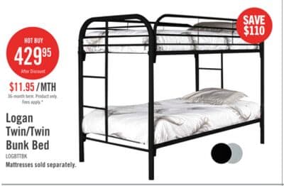 Logan Bunk Bed with Ladders & Guard Rail for Kids, Black Metal - Twin/Twin