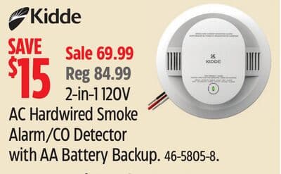 Kidde AC Hardwired Smoke Alarm/CO Detector with AA Battery Backup