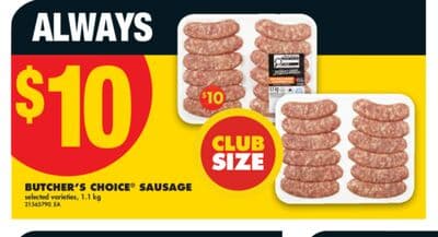 BUTCHER'S CHOICE® SAUSAGE, 1.1 KG