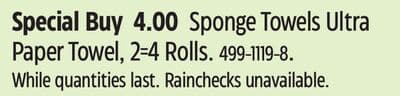 Sponge Towels Ultra Paper Towel, 2=4 Rolls.