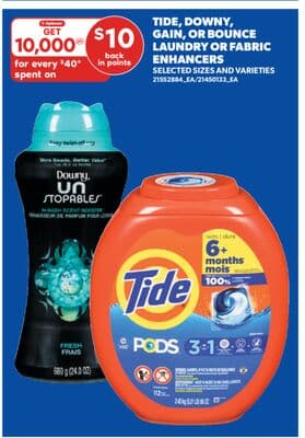 TIDE, DOWNY, GAIN, OR BOUNCE LAUNDRY OR FABRIC ENHANCERS