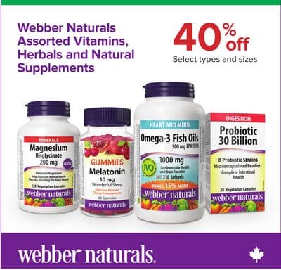 Webber Naturals Assorted Vitamins, Herbals and Natural Supplements